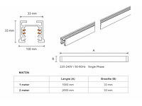 30 x railverlichting track – 1 fase – 2 meter – wit - lighting track - afbeelding 2 van  4