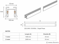 30 x railverlichting track – 1 fase – 2 meter – wit - lighting track - afbeelding 2 van  5