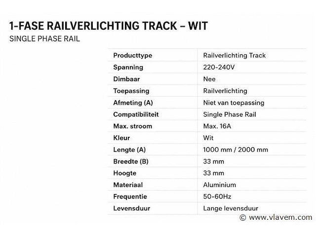 30 x railverlichting track – 1 fase – 2 meter – wit - lighting track - afbeelding 5 van  5