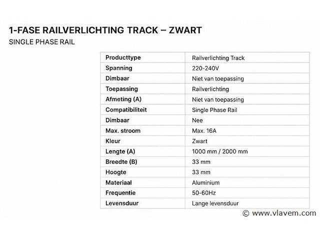 30 x railverlichting track – 1 fase – 2 meter – zwart - lighting track - afbeelding 5 van  5