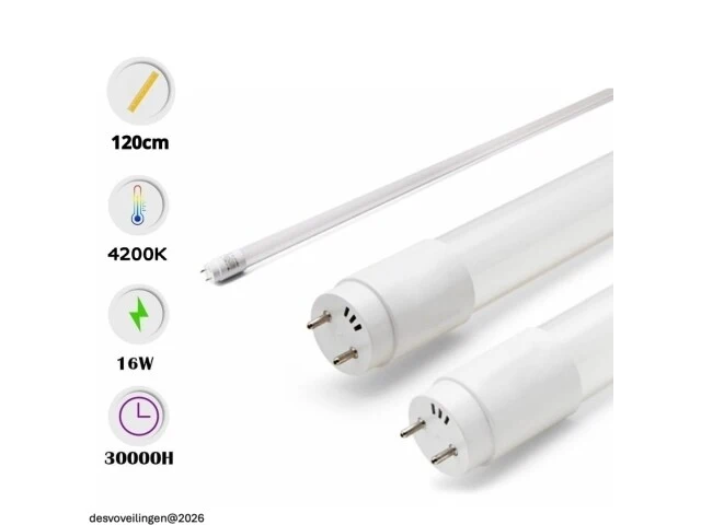 30 x t8 led buizen – 16w – 120cm – 4200k neutraal wit – tube-s - afbeelding 4 van  5