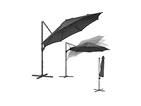 300 cm upf 50+ 360° draaibare tuinparaplu met grijze kruisvoet - afbeelding 2 van  6