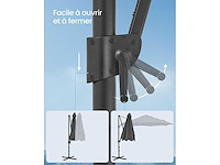 300 cm upf 50+ 360° draaibare tuinparaplu met grijze kruisvoet - afbeelding 6 van  6