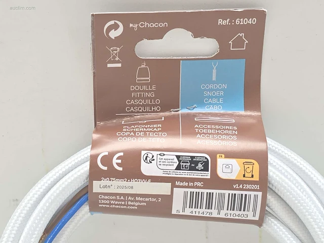 (300x) stoffen snoer, 3 m – wit chacon 61040 - afbeelding 4 van  6