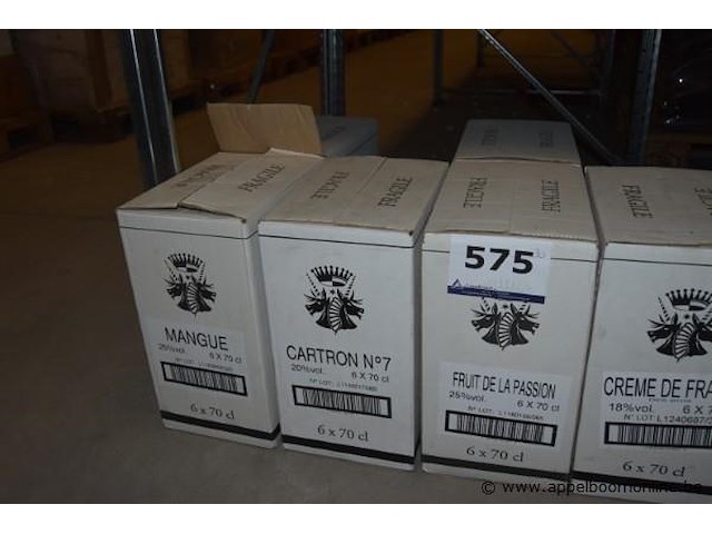 30x fles likeur, joseph cartron, wo. mangue (25%vol.), cartron n°7 (20%vol.), fruit de la passion (25%vol.), 70cl - afbeelding 1 van  3