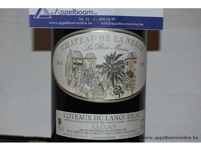 30x fles rode wijn, château de la negly, la brise marine 2013, coteaux du languedoc la clape, 750ml - afbeelding 2 van  3