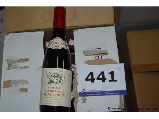 30x fles rode wijn, domaine des billards, saint-amour, 2016, 75cl - afbeelding 1 van  3