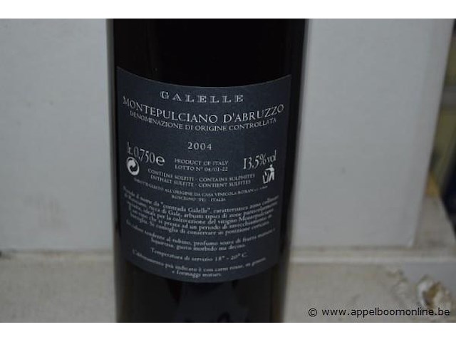 30x fles rode wijn, galelle, montepulciano d'abruzzo, 2004, 75cl - afbeelding 2 van  2