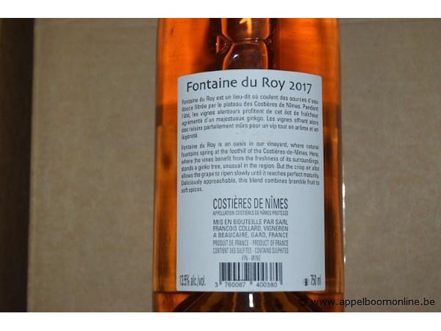30x fles rosé wijn, fontaine du roy, costieres de nimes, 2017, 75cl - afbeelding 2 van  3