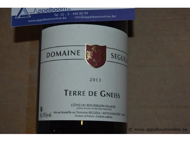 30x rode wijn domaine seguela terre de gneiss 2013, 75cl, 13% alc. by vol., côtes du roussillon villages, appellation d'origine protégée, product of france - afbeelding 2 van  3