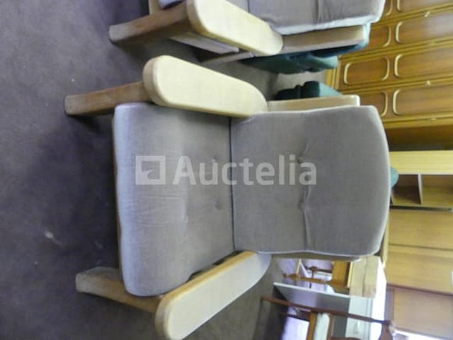 3+1 zitbank van eikenhout en stoffen - afbeelding 1 van  5