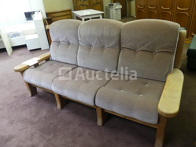 3+1 zitbank van eikenhout en stoffen - afbeelding 2 van  5