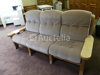 3+1 zitbank van eikenhout en stoffen - afbeelding 2 van  5