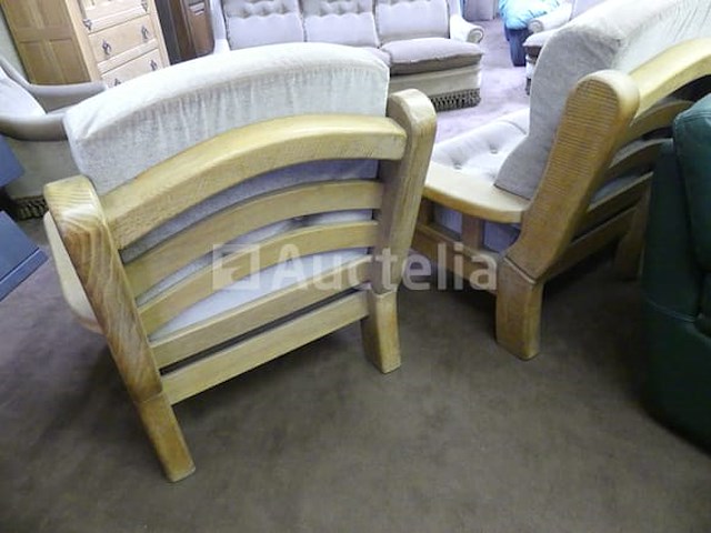 3+1 zitbank van eikenhout en stoffen - afbeelding 5 van  5