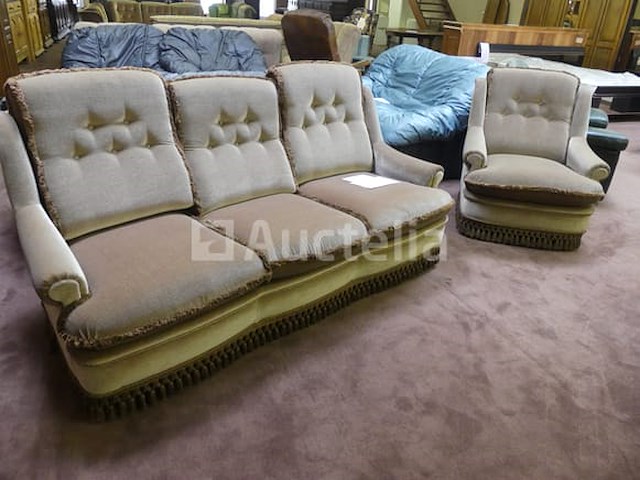 3+1+1 zitbank van fluwelen stoffen - afbeelding 1 van  5