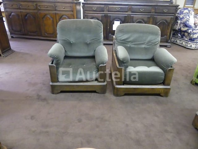 3+1+1 zitbank van hout en stoffen - afbeelding 2 van  6