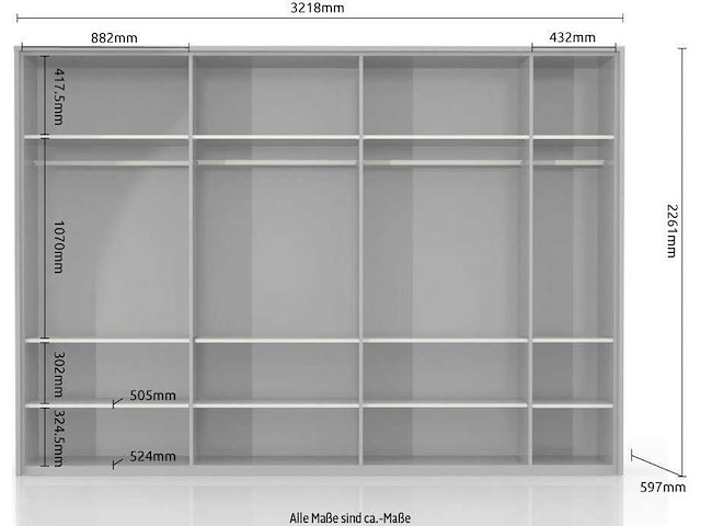 322cm kast, inclusief structuur en verlichting, soft-close functie - afbeelding 1 van  5