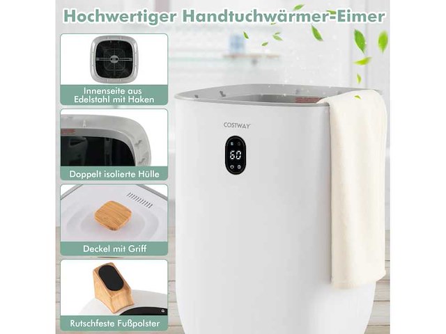 35 l elektrische handdoekverwarmer met timer - wit - afbeelding 5 van  7