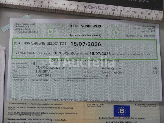 3500 kg hapert ta c44a al aluminium hangwagen (2019-vin:xlh00000000824105) - afbeelding 6 van  11