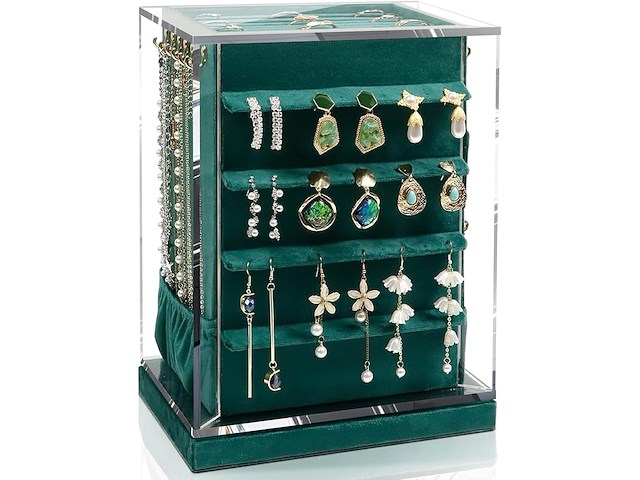 360' draaibaar sieradendoos groen - afbeelding 1 van  4