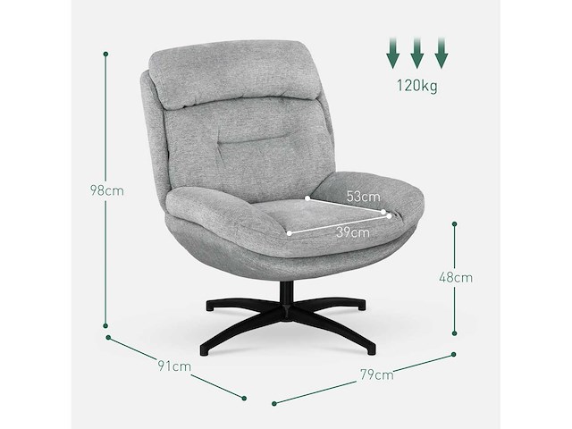 360° draaistoel, chenille-stof - afbeelding 4 van  8