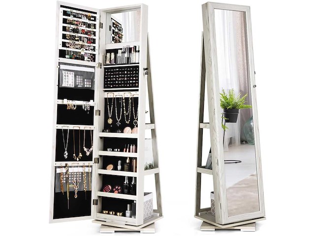 360 graden draaibare sieradenkast, sieradenorganizer op poten - afbeelding 3 van  7