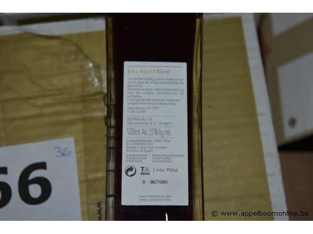 36x fles likeurwijn, celler piñol, josefina piñol vi dolç 2012 d.o. terra alta, 500ml - afbeelding 3 van  3