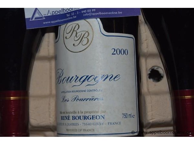36x fles rode wijn, rene bourgeon, bourgogne, les pourrières, 2000, 750ml - afbeelding 2 van  3