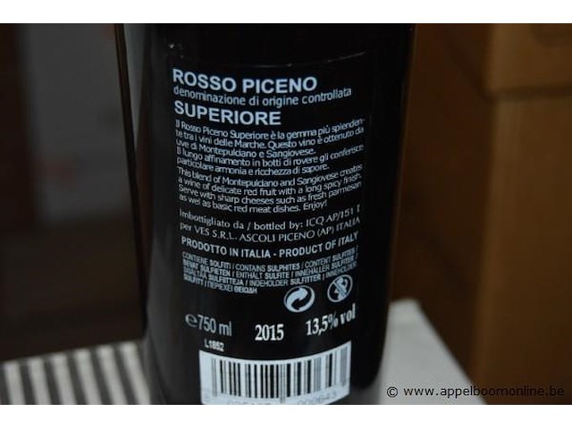 36x fles rode wijn, velenosi, brecciarolo rosso piceno superiore, 2015, 75cl - afbeelding 3 van  3