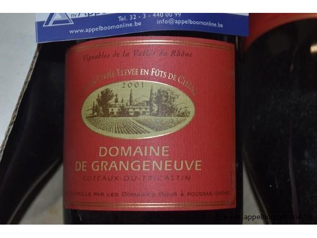 36x rode wijn, domaine de grangeneuve, coteaux-du-tricastin 2001, 750ml - afbeelding 2 van  3