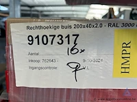 38 rechthoekige profielen met een doorsnede van 200 x 40 mm en een wanddikte van 2 mm, lengte 3400mm - afbeelding 2 van  5