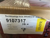 38 rechthoekige profielen met een doorsnede van 200 x 40 mm en een wanddikte van 2 mm, lengte 3400mm - afbeelding 3 van  5