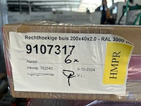 38 rechthoekige profielen met een doorsnede van 200 x 40 mm en een wanddikte van 2 mm, lengte 3400mm - afbeelding 4 van  5
