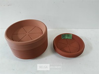 39 x onderschotel voor bloempot pvc bruin-rood - afbeelding 2 van  3