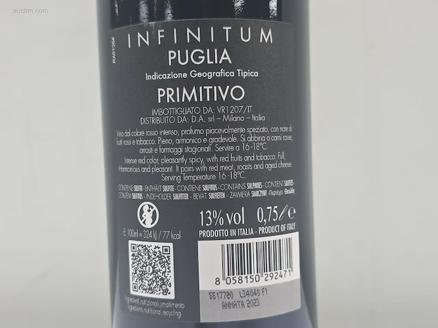 (39x) fles(sen) infinitum primitivo puglia 75 - afbeelding 4 van  7