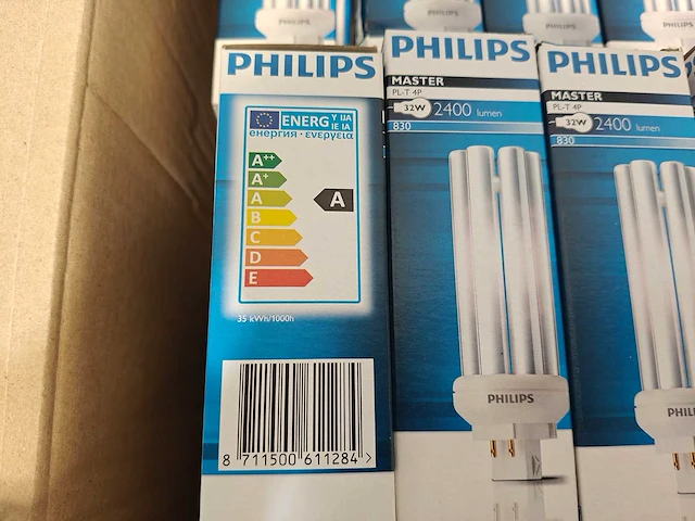 39x philips master pl-t 32w/830 4-pins (2400 lm, gx24q-3 - warm wit - nieuw in doos) - afbeelding 5 van  6