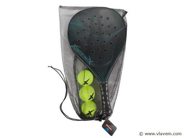 3x adrenix padelset - turquise/rood/blauw - afbeelding 1 van  3