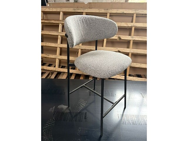 3x barstoel grijs bouclé - afbeelding 3 van  3