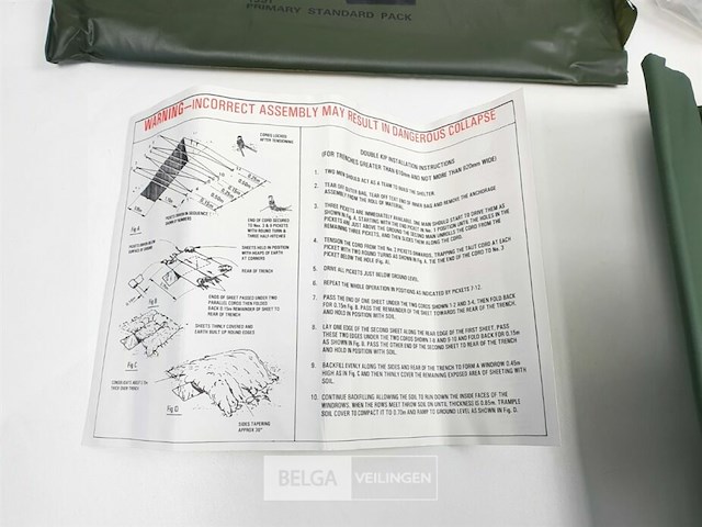 (3x) brits leger ipk tarp/grondzeil legergroen met bevestigingsmateriaal - afbeelding 3 van  5