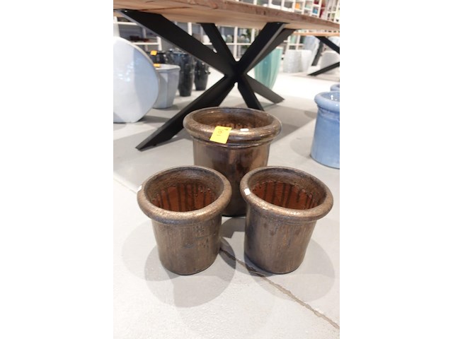 3x diverse terracotta bloempot - afbeelding 2 van  5