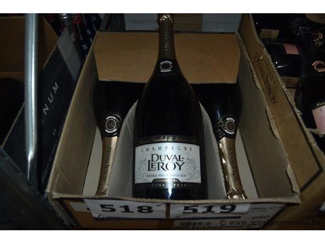 3x fles champagne, duval-leroy, extra-brut prestige premier cru, magnum - afbeelding 1 van  2