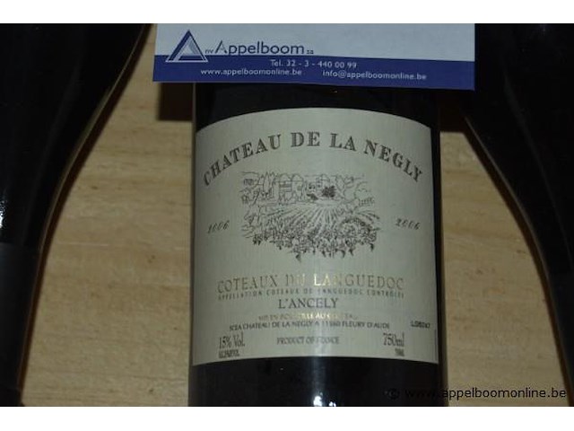 3x fles rode wijn, chateau de la negly, l'ancely, coteaux du languedoc, 2006, 750ml - afbeelding 2 van  3