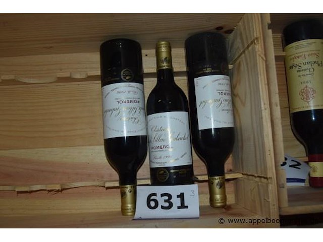 3x fles rode wijn, château sillons gavachot, pomerol, 1996 - afbeelding 1 van  3