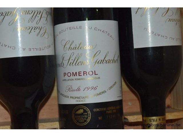 3x fles rode wijn, château sillons gavachot, pomerol, 1996 - afbeelding 2 van  3