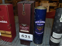 3x fles whisky, wo. 2x compass box flaming heart 70cl, 1x loch lomond pure malt - afbeelding 1 van  4