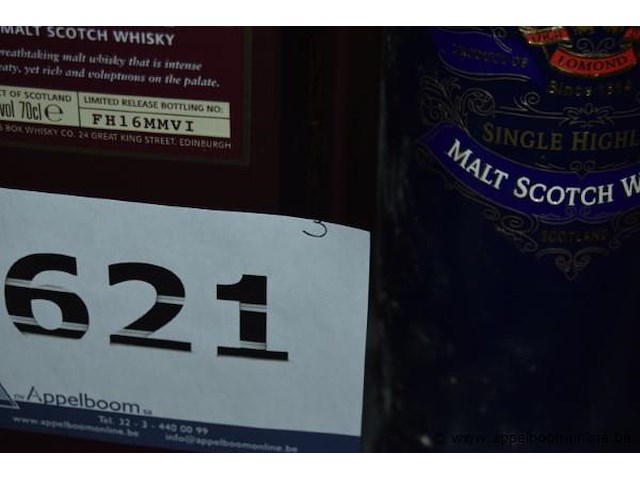 3x fles whisky, wo. 2x compass box flaming heart 70cl, 1x loch lomond pure malt - afbeelding 4 van  4