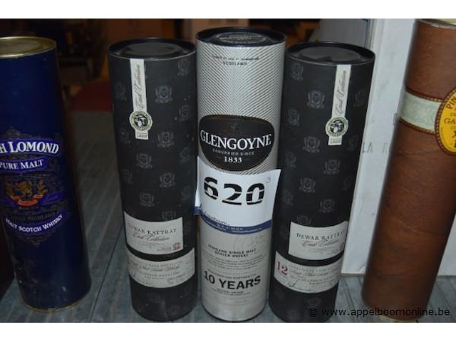 3x fles whisky, wo. 2x dewar rattray cask collection bruichladdich distillery 70cl, 1x glengoyne highland single malt scotch whisky 10 years - afbeelding 1 van  3