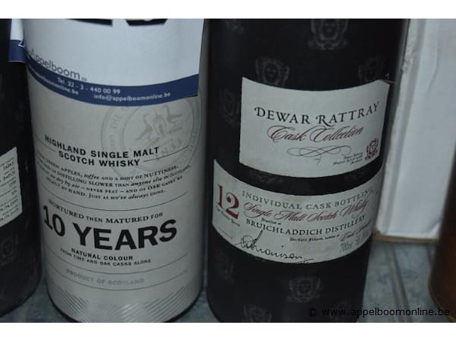3x fles whisky, wo. 2x dewar rattray cask collection bruichladdich distillery 70cl, 1x glengoyne highland single malt scotch whisky 10 years - afbeelding 2 van  3
