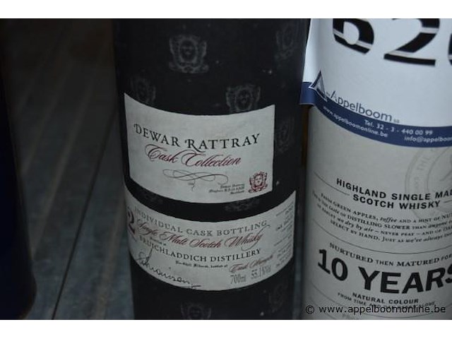 3x fles whisky, wo. 2x dewar rattray cask collection bruichladdich distillery 70cl, 1x glengoyne highland single malt scotch whisky 10 years - afbeelding 3 van  3