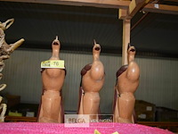 3x houten pauwen beeldjes - afbeelding 1 van  2